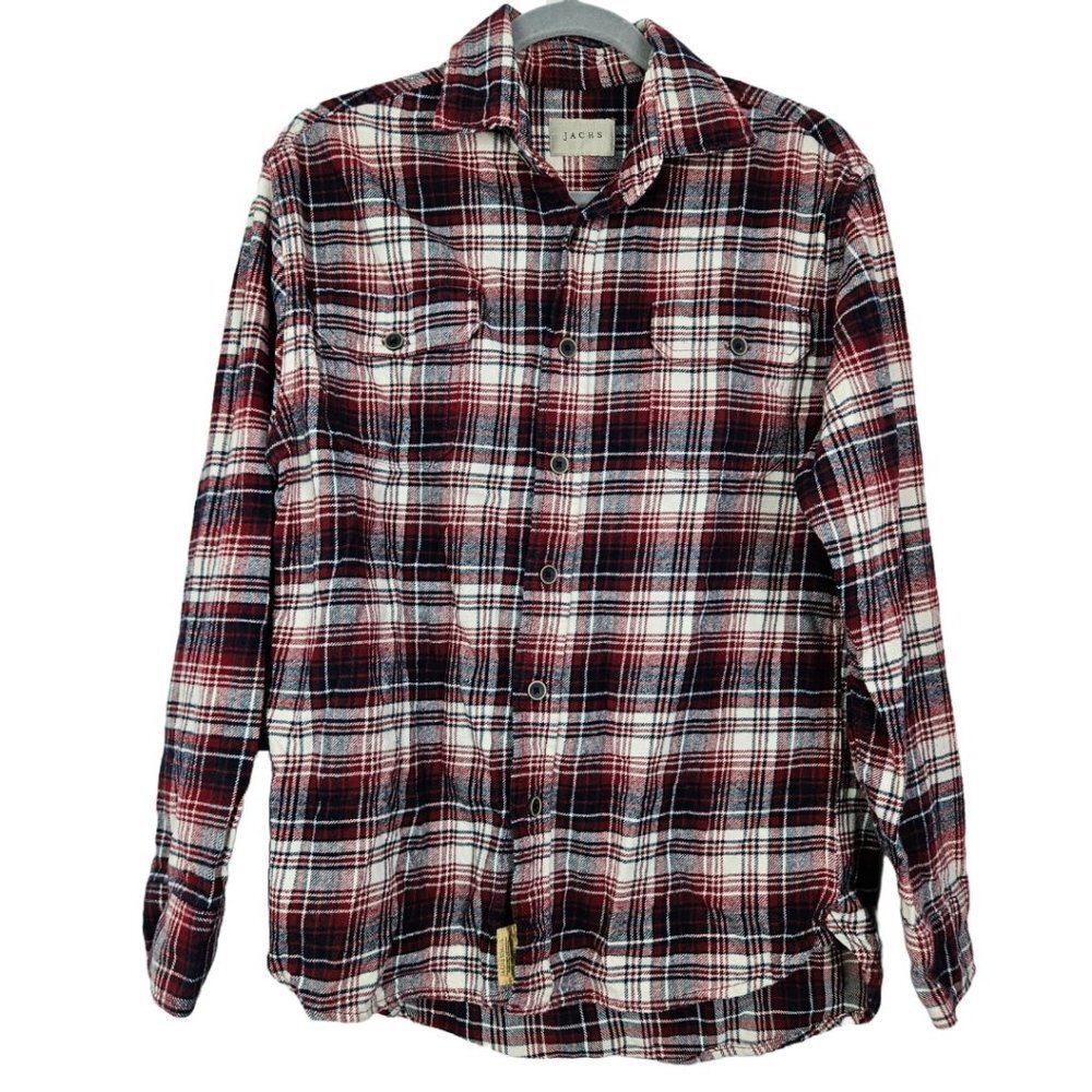 2/$10 Jachs Red Plaid 100% Cotton Flannel Button Front Shirt/Shacket M